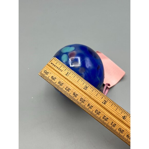 Studio Art Glass Tree Ornament Loretta Eby Hand Blown Blue Ball Confetti Gift - Picture 6 of 10